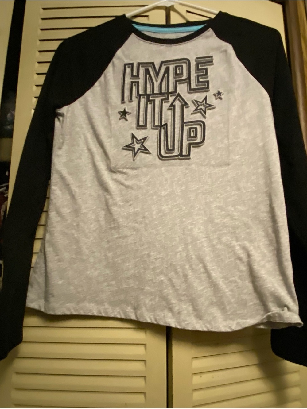 Athletic Works Gray and Black Hype It Up Raglan Long Sleeve Tee